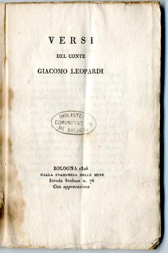 Mostra Giacomo Leopardi Biblioteca Dell Archiginnasio